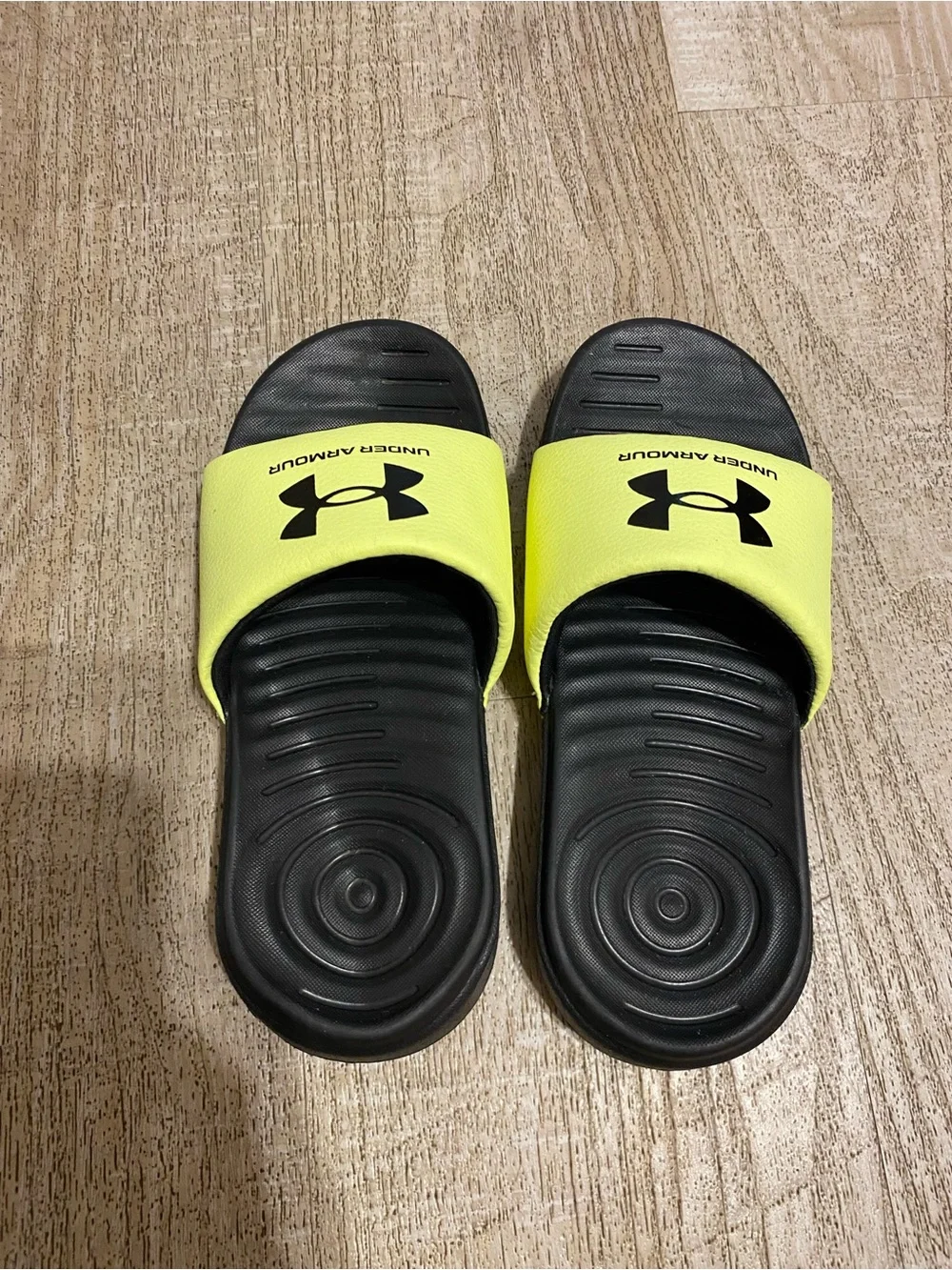 Under Armour Kids Neon Yellow and Black Slide Sandals